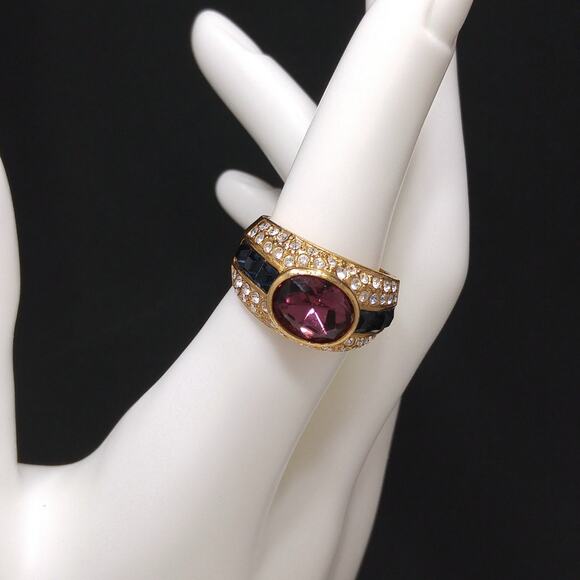 Vintage Nolan Miller Purple Gold Plated Ring, US Size 6 3/4, 1990s - Picture 3 of 10